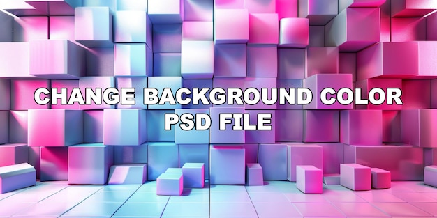 PSD ピンクとブルーの立方体の壁のストック背景