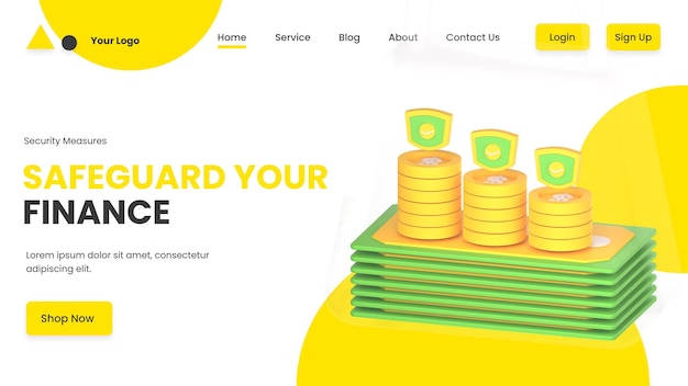 a website finance template that says'guard your service'on it
