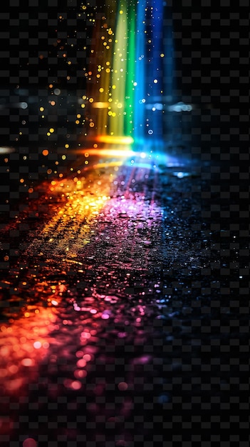 虹が付いた湿った道路