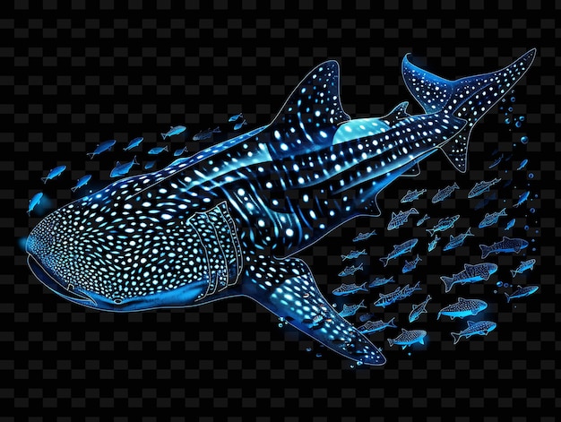PSD 底に青い目と海星を持つクジラサメ