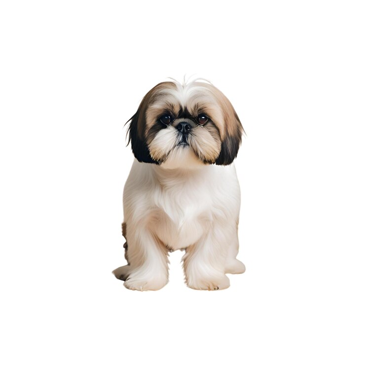 a white background with a Shih Tzu dog closeup