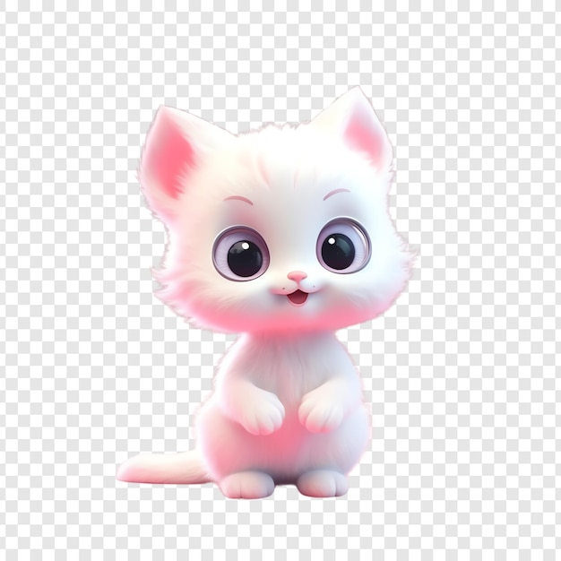 PSD Белая кошка с розовыми глазами и розовым носом сидит на белом фоне