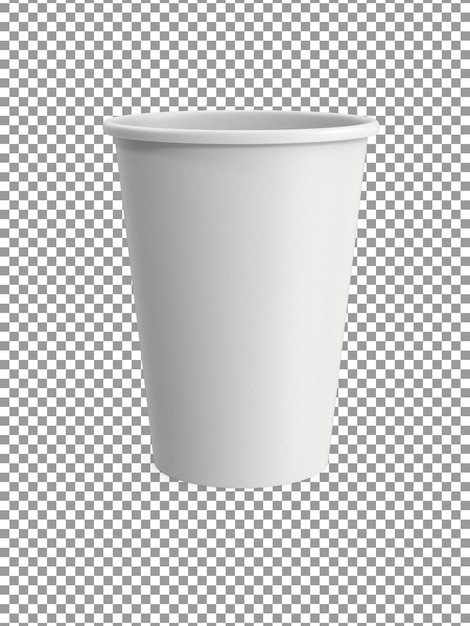 A white coffee cup with a blank label on transparent background