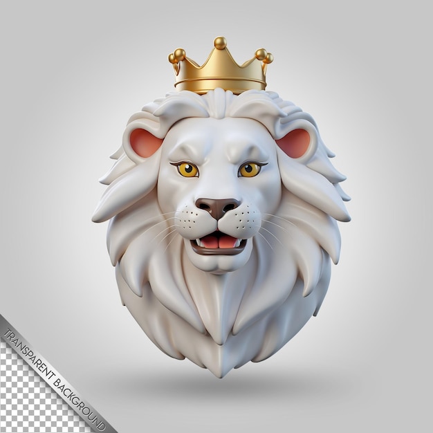 PSD Белая голова льва с золотой короной на ней