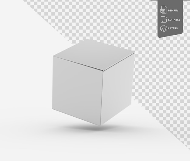 A White square cardboard box for packaging branding and product mockups 3d Illustration