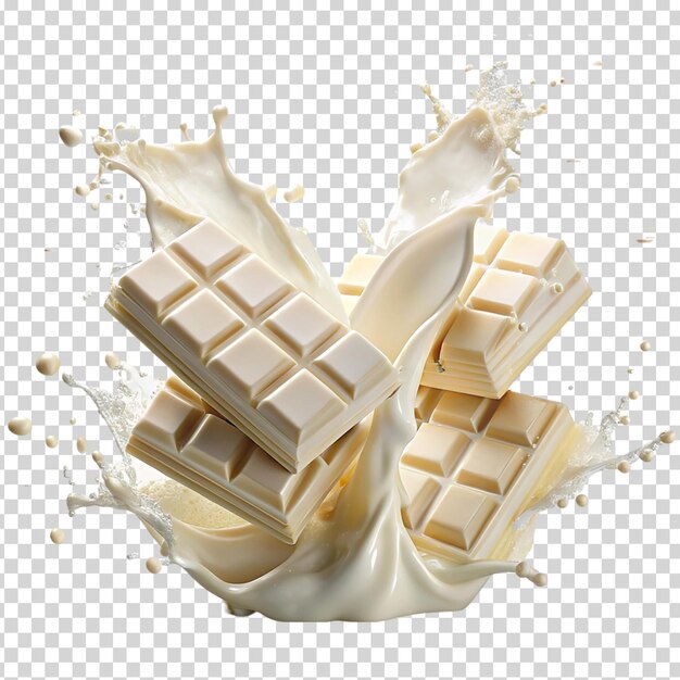 透明な背景の白い正方形のチョコレート