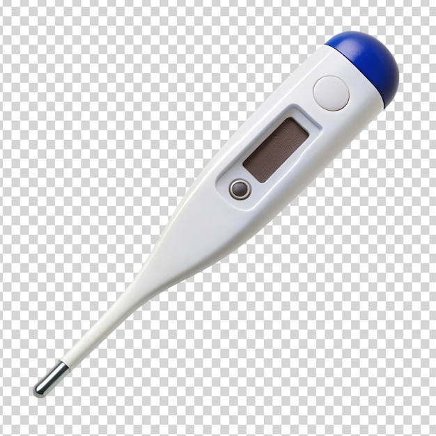 PSD a white thermometer with a blue screen on transparent background