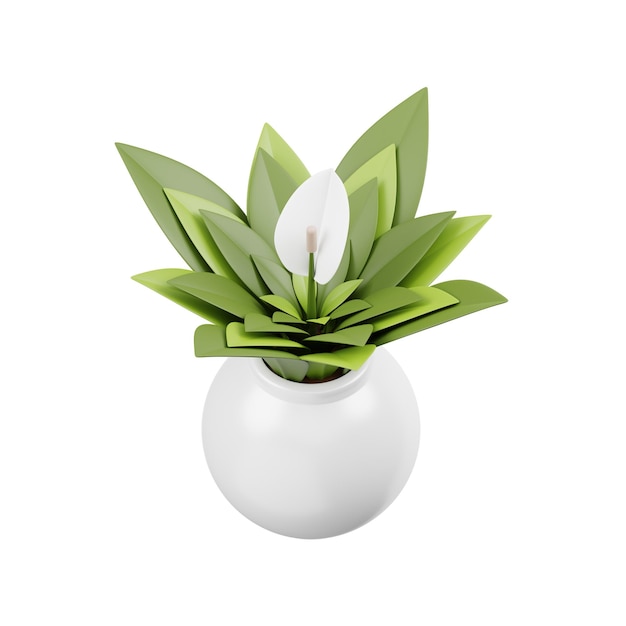 PSD Белая ваза с цветком в форме цветка.
