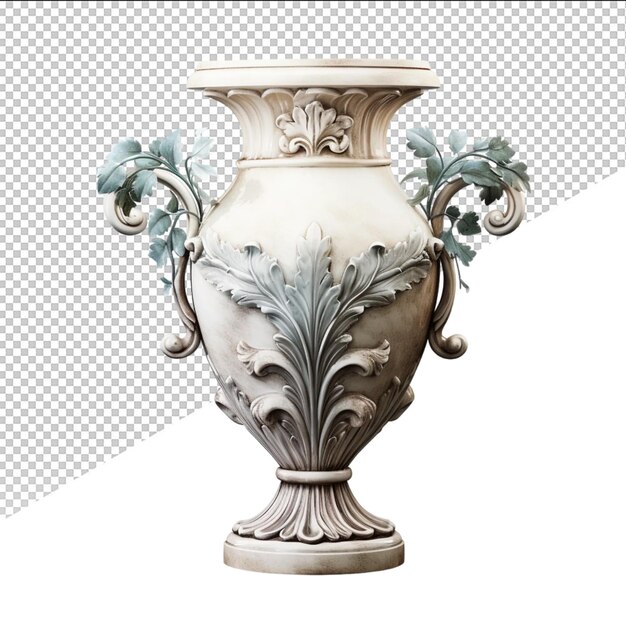 PSD Показана белая ваза с голубыми цветами