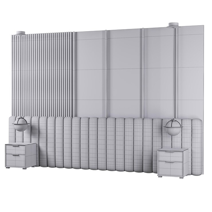 PSD a white wall with a bed and nightstands