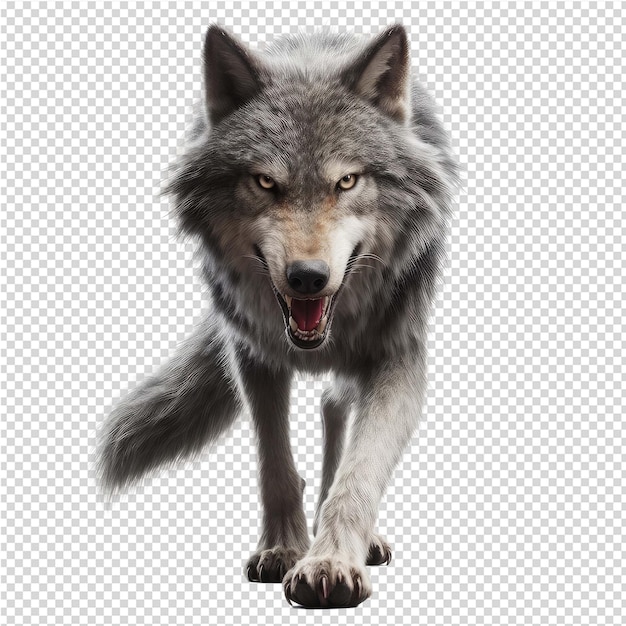 PSD a wolf with a big tail on its head