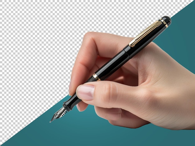 PSD Женщина с ручкой, держащей ручку с прозрачным фоном