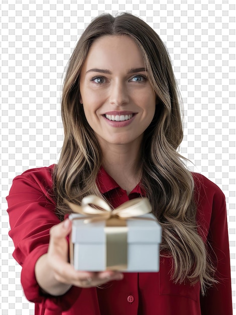 PSD Женщина с подарком на белом фоне с белым фоном
