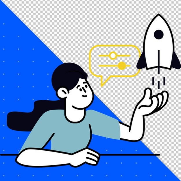 a woman is sitting in front of a white object with a black arrow pointing to it