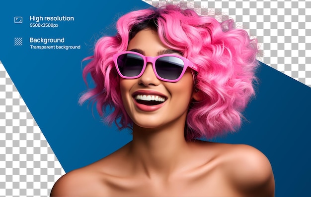 PSD a_woman_with_a_pink hair and sunglasses