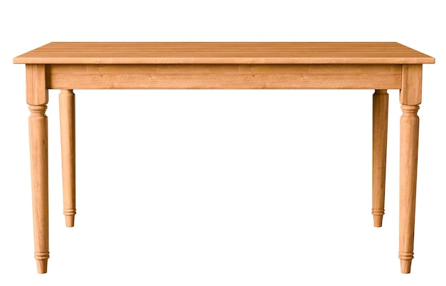 A wooden table on a transparent background 3D rendering illustration