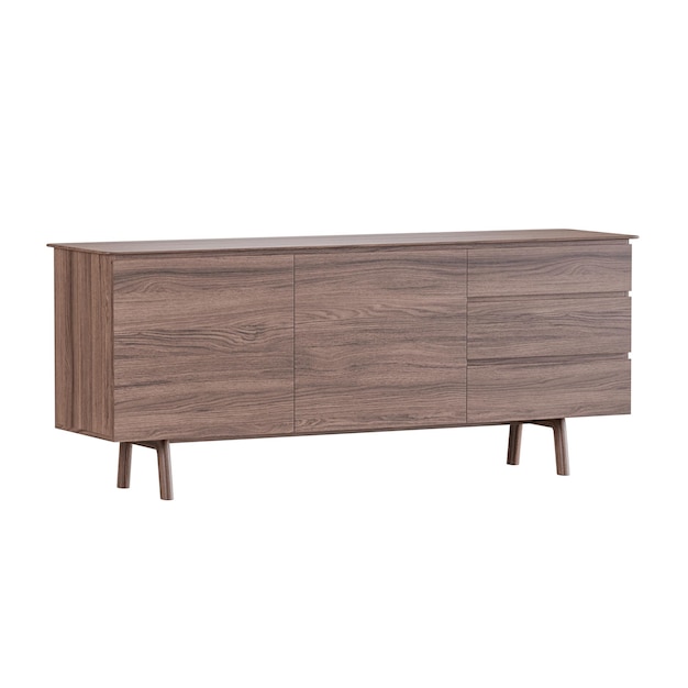 A wooden table with three drawers and a brown top
