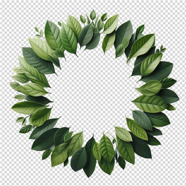 PSD Венок с зелеными листьями и кругом на нем