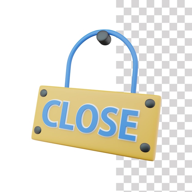PSD 黄色のドアに青いドアハンドルと「close」の文字。