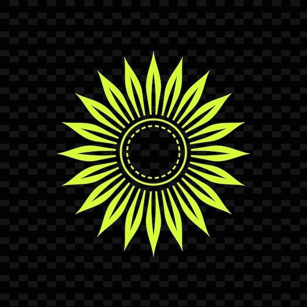 PSD 黒い背景に太陽という文字が書かれた黄色い花