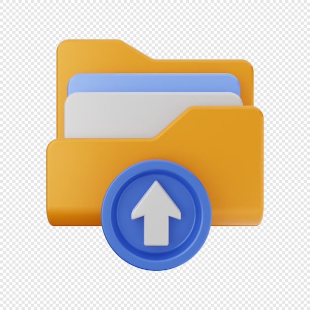 a yellow folder with a arrow pointing up and a blue arrow pointing up.