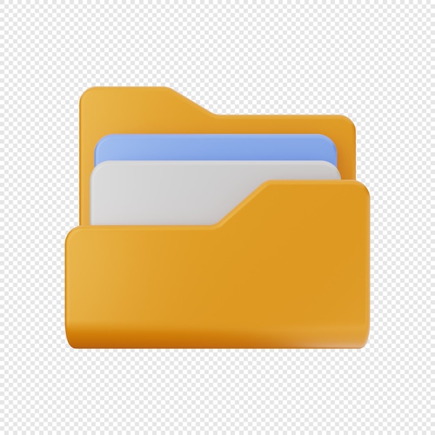 A yellow folder with blue and white folders on a white background.