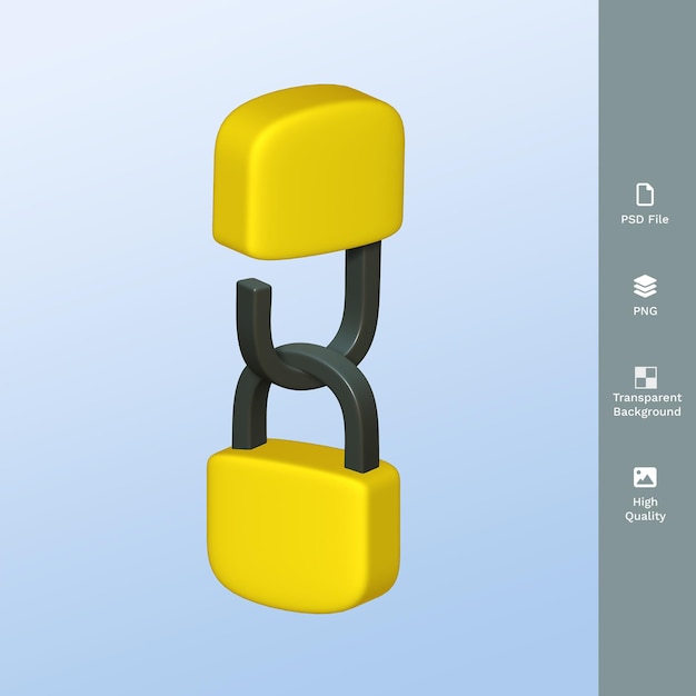 PSD 노란색 자물쇠 3d 렌더링