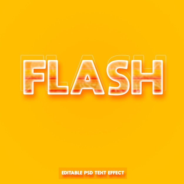 PSD Желтый текстовый эффект фона со словом flash на нем
