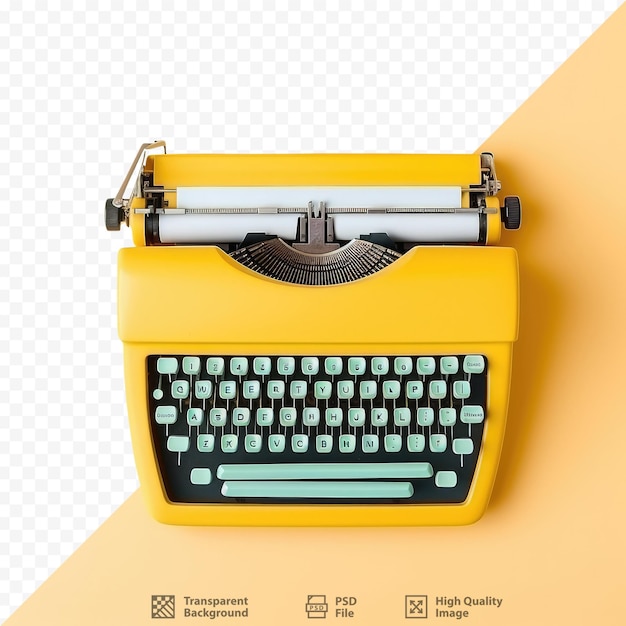 PSD Желтая пишущая машинка с бело-оранжевым фоном.