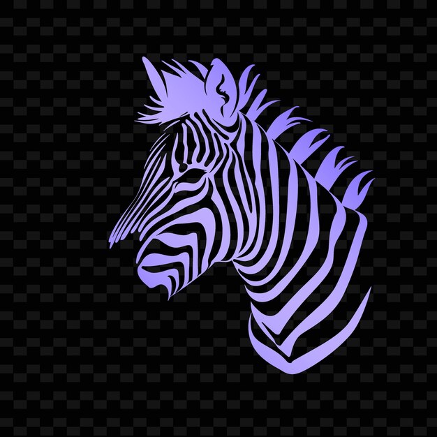 Зебра с фиолетовой гривой и черным фоном