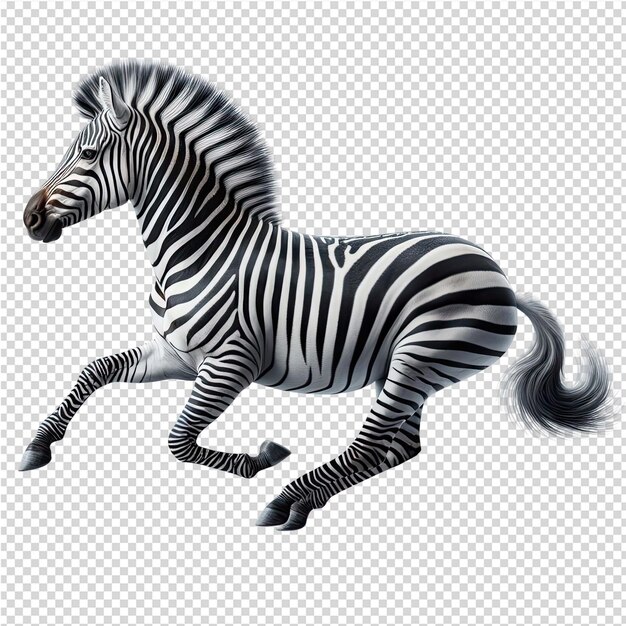 PSD a zebra with a striped tail is shown on a transparent background