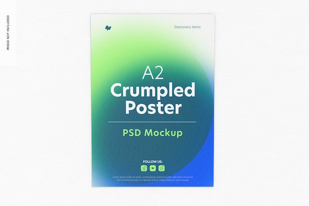 PSD a2 crumpled poster mockup