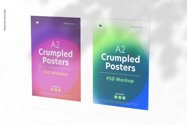 A2 crumpled posters mockup