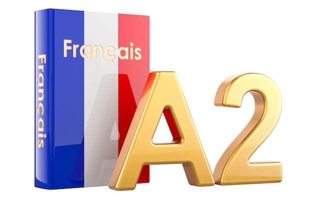 a2 french level concept level pre intermediate 3d rendering isolated on transparent background
