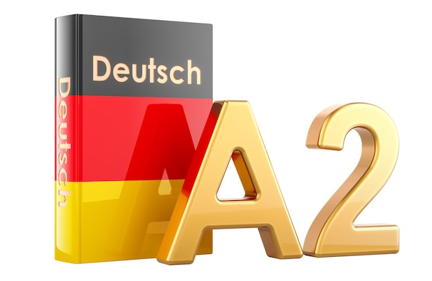 a2 german level concept level pre intermediate 3d rendering isolated on transparent background