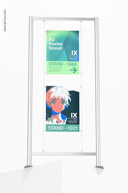 a2 posters stand mockup, front view