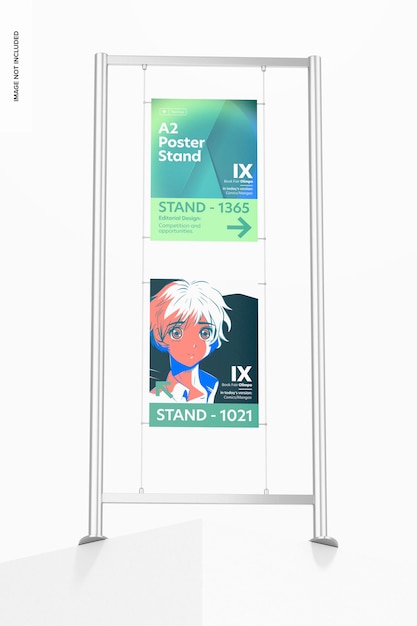 A2 posters stand mockup, front view