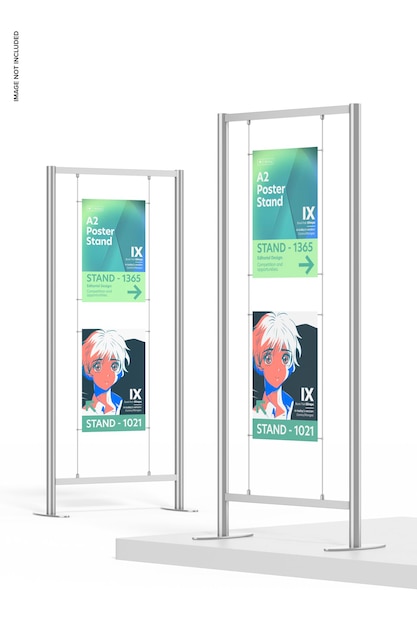 Poster a2 stand mockup, prospettiva