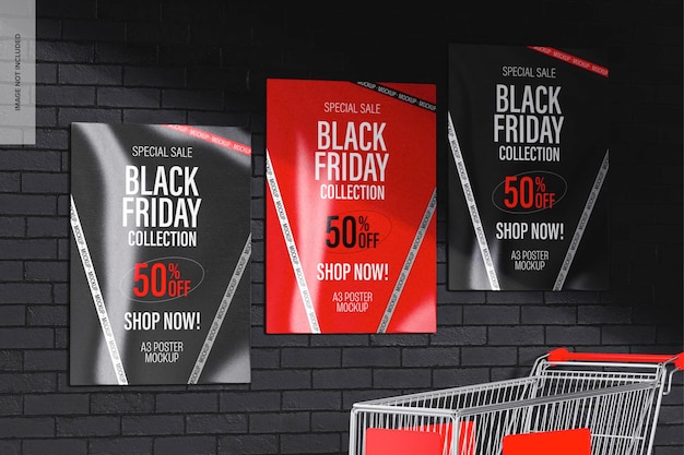 PSD a3 mockup di poster del black friday