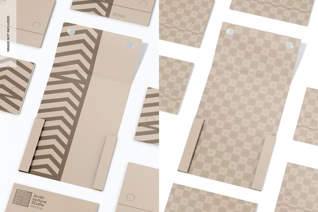 PSD a3 cardboard folder mockup mosaic