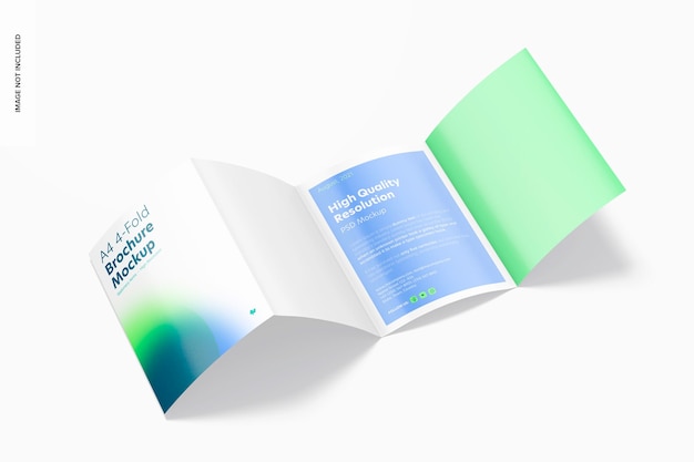 Mockup di brochure a 4 ante formato a4, aperto