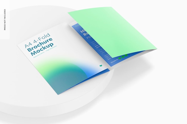 PSD a4 4-fold brochure mockup, perspective