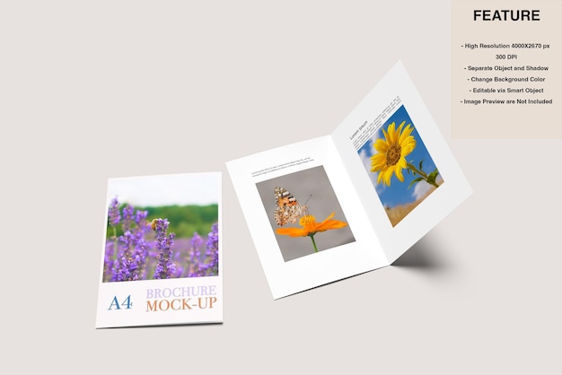 A4 Bifold Brochure Mockup PSD