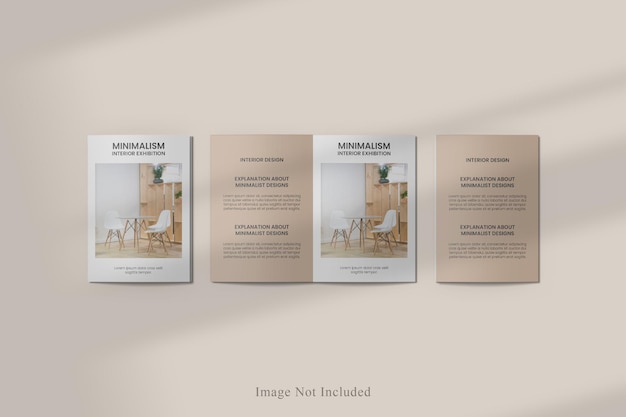 A4 bifold brochure mockup with shadow overlay