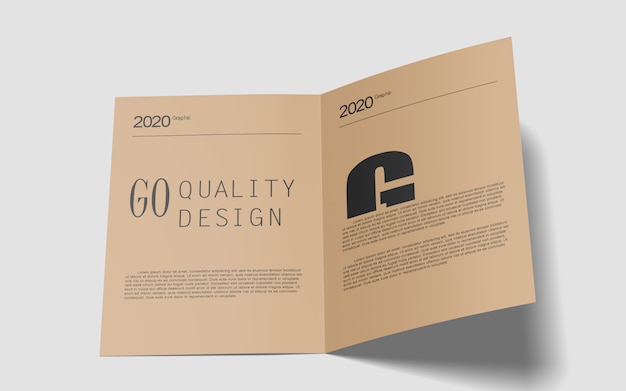 PSD a4 bifold brochure mockup