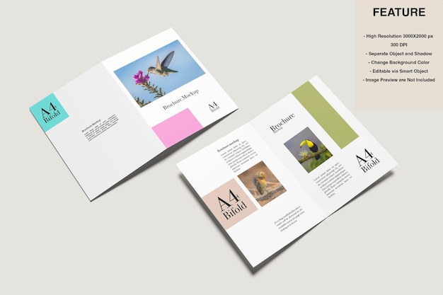 PSD mockup di brochure bifold a4