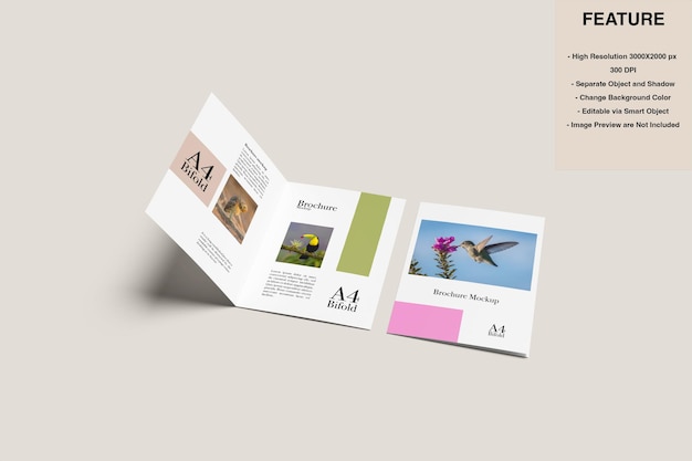 PSD mockup di brochure bifold a4