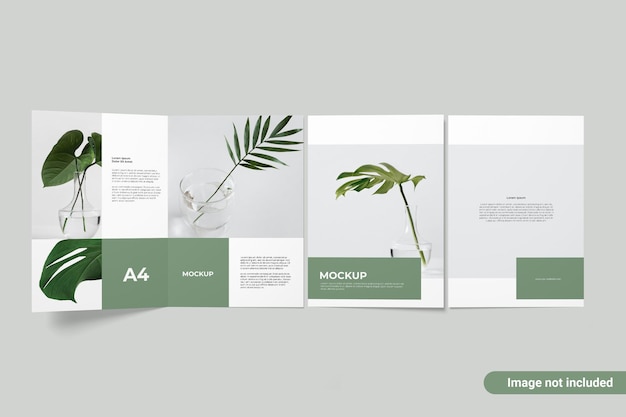 PSD a4 bifold flyer mockup bovenaanzicht