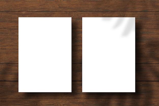 A4 blank paper realistic mockup on wooden texture background