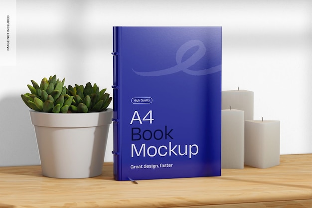 PSD mockup di libro a4 vista a sinistra